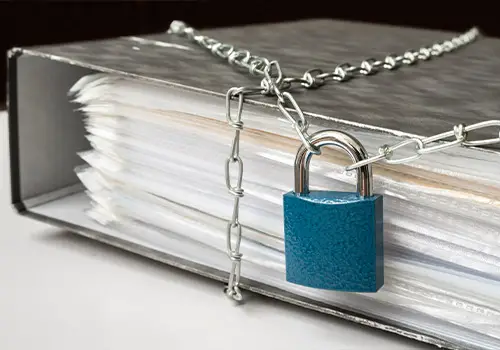 Files Locked With Chain And Padlock Identity Security