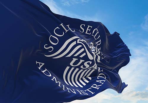 Social Security Administration Flag Waving In Sky