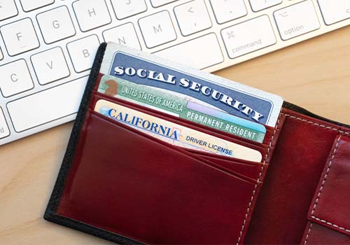 Social Security Card Permanent Resident Card California Driver License In Wallet