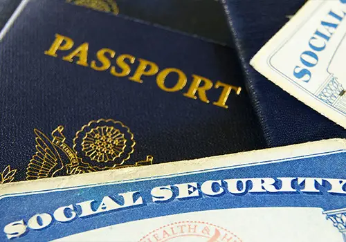 Closeup Of Social Security Card And Passport