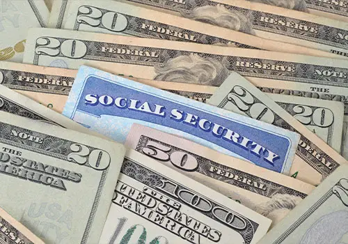 Social Security Card And Money Concept
