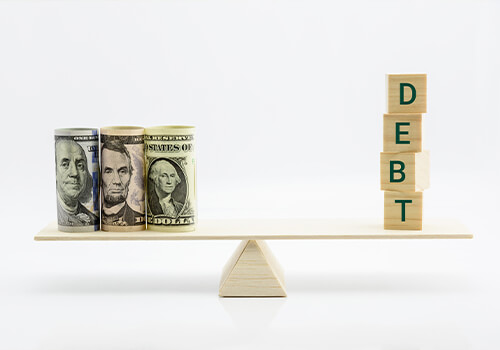 Debt To Asset Ratio Scale Concept