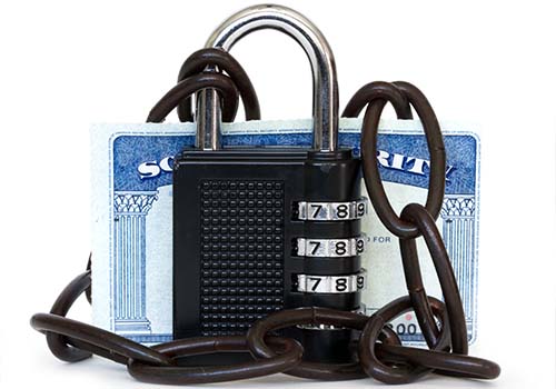 Social Security Card Protected By Padlock