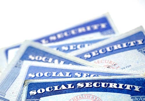 Stack of social security cards.